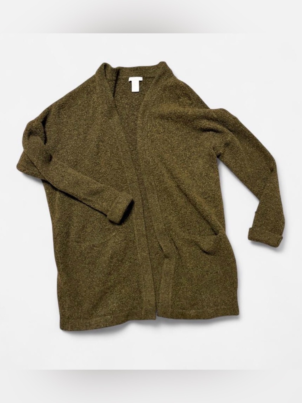 H&M Dark Olive Green Oversized Long Cardigan Size Medium